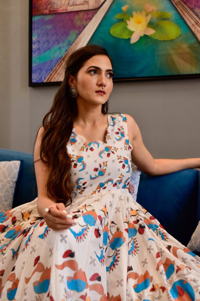 Off - White Chanderi Dress - DWEEP SARA
