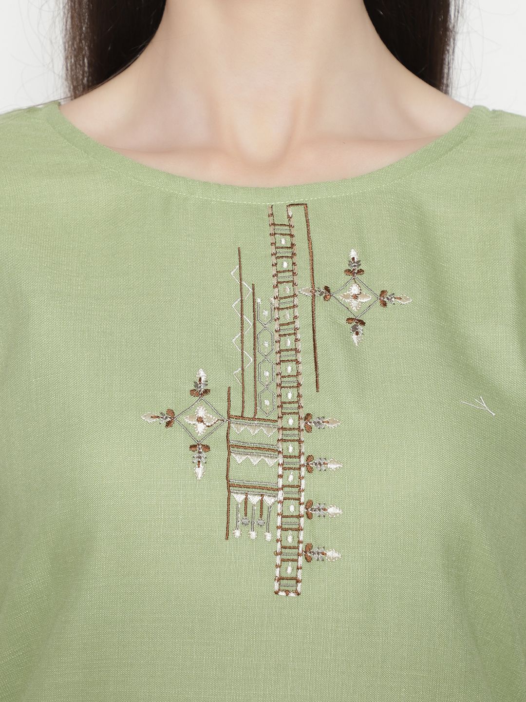 Pastle Green Embroidered Kurta - DWEEP SARA