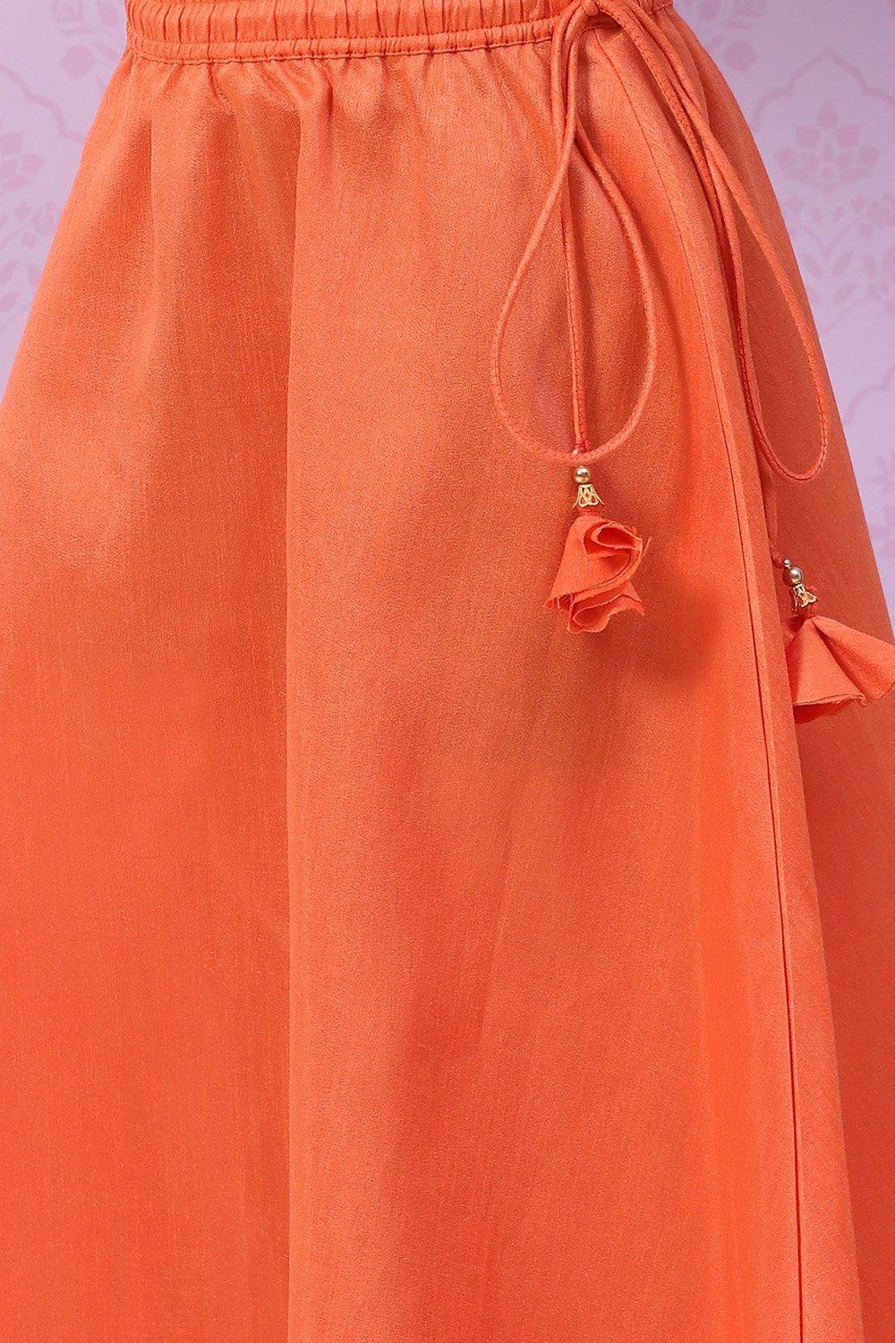 Peach Art Silk Kids Lehenga Set - DWEEP SARA