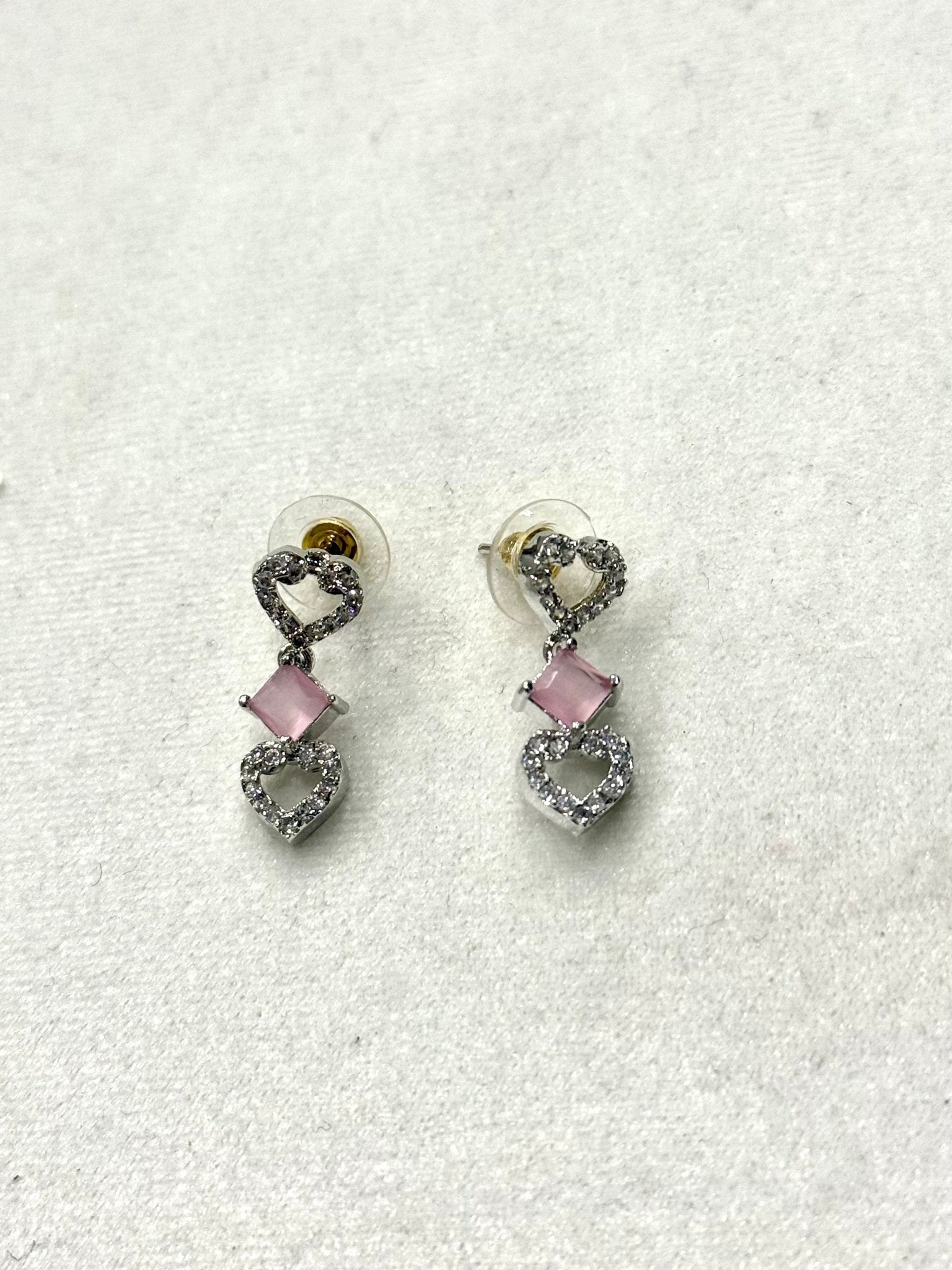 Pink Heart Shape AD Crystal Necklace Set - DWEEP SARA