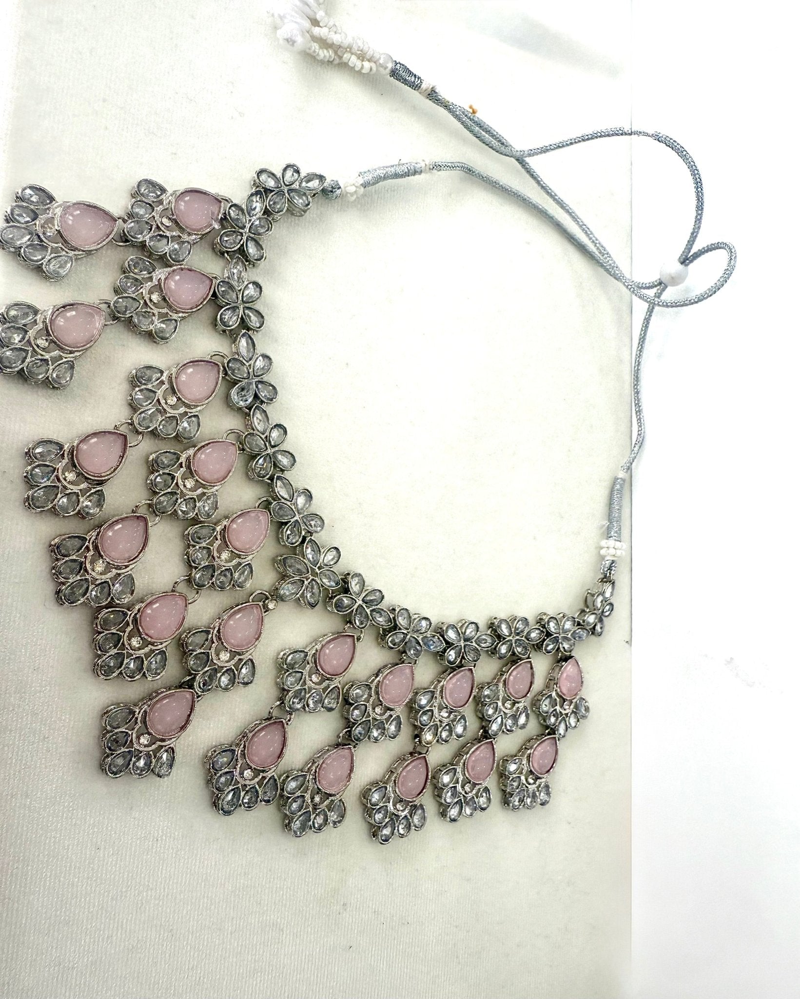 Pink Kundan Stone Jewellery Set With Tikka - DWEEP SARA