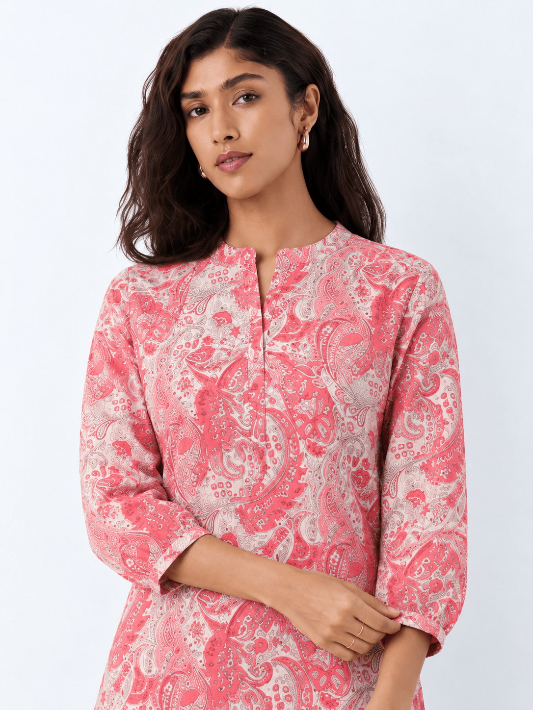 Pink Rayon Blend Paisley Printed Co-ord Set - DWEEP SARA