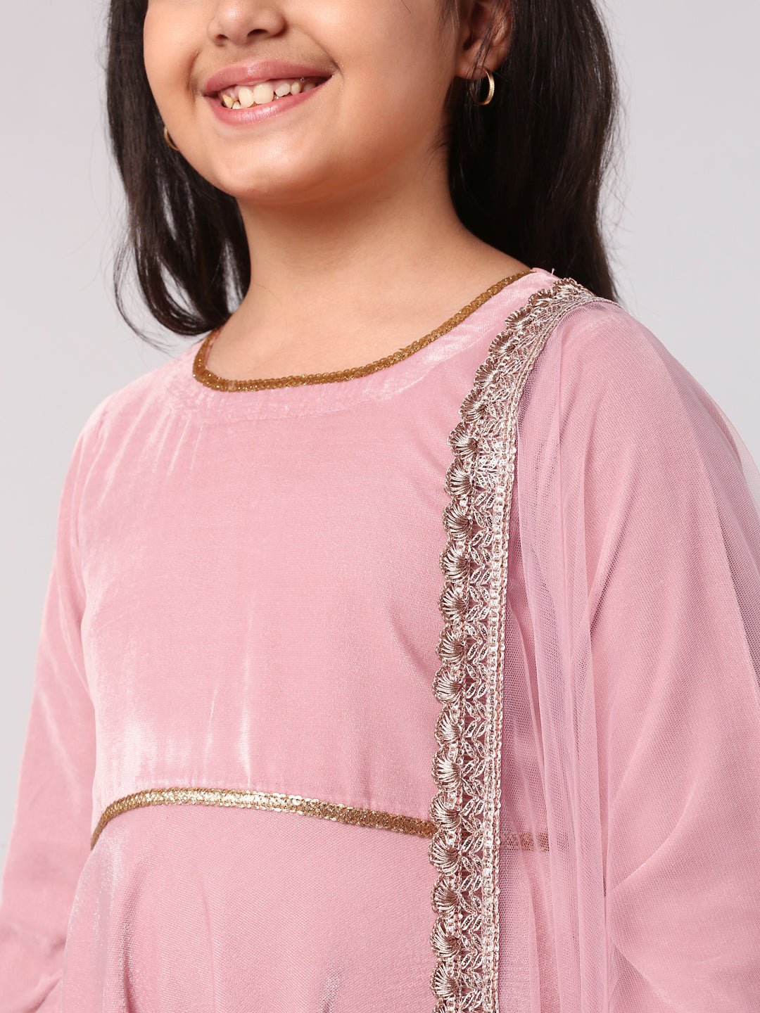 Pink Velvet Suit Set - DWEEP SARA