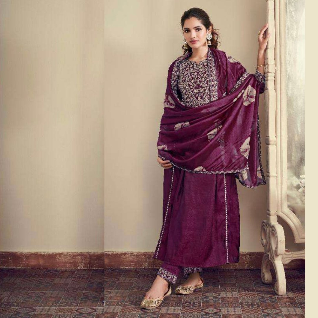 Pure Silk Embroidery Suit Set - DWEEP SARA