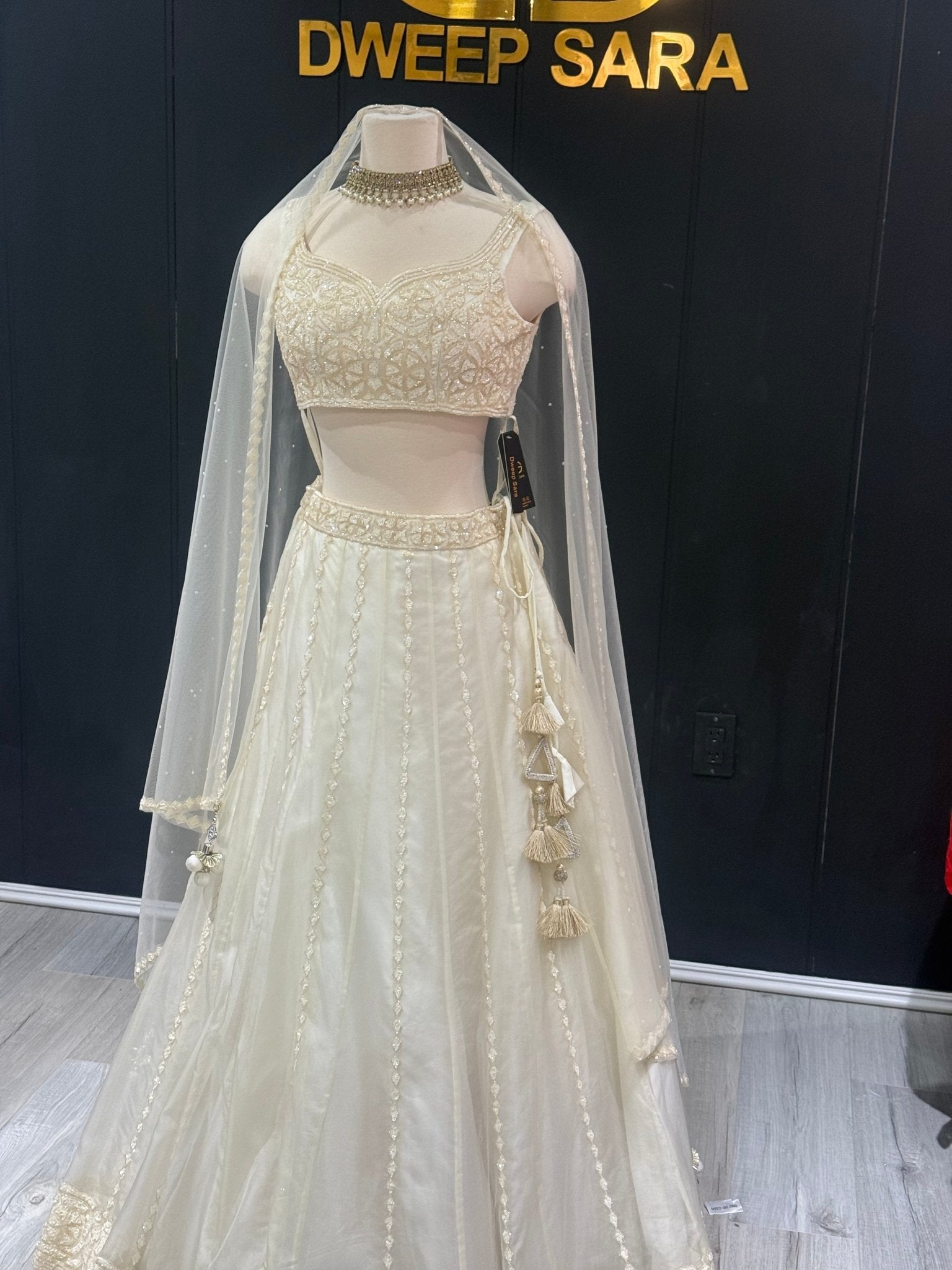 Pure White Organza Full Handwork Lehenga - DWEEP SARA