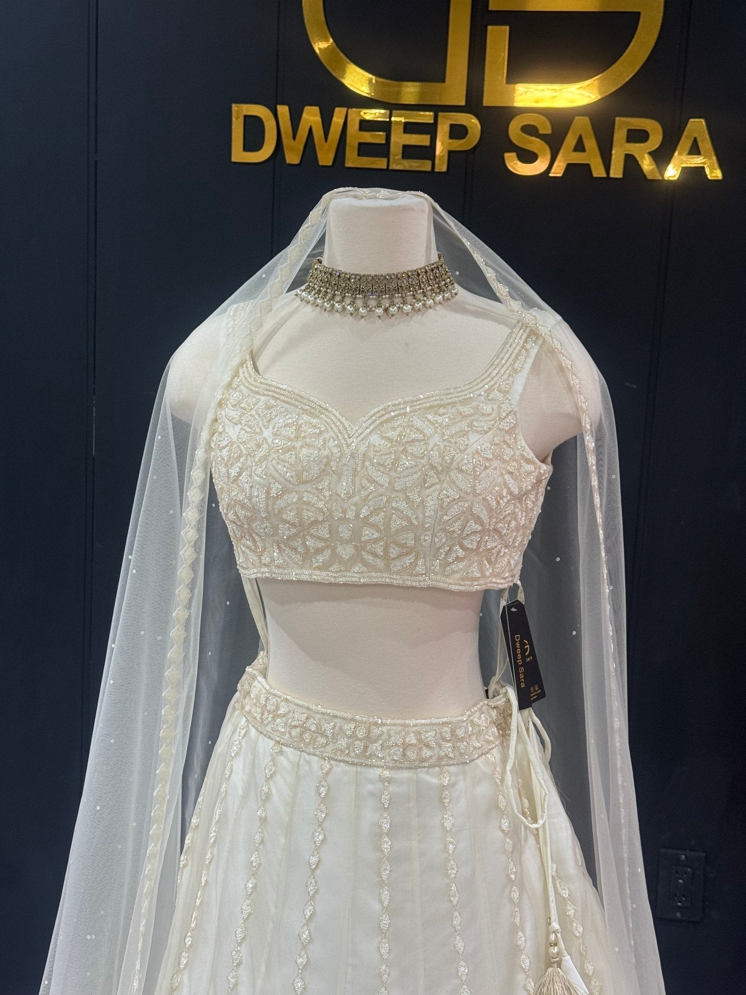 Pure White Organza Full Handwork Lehenga - DWEEP SARA
