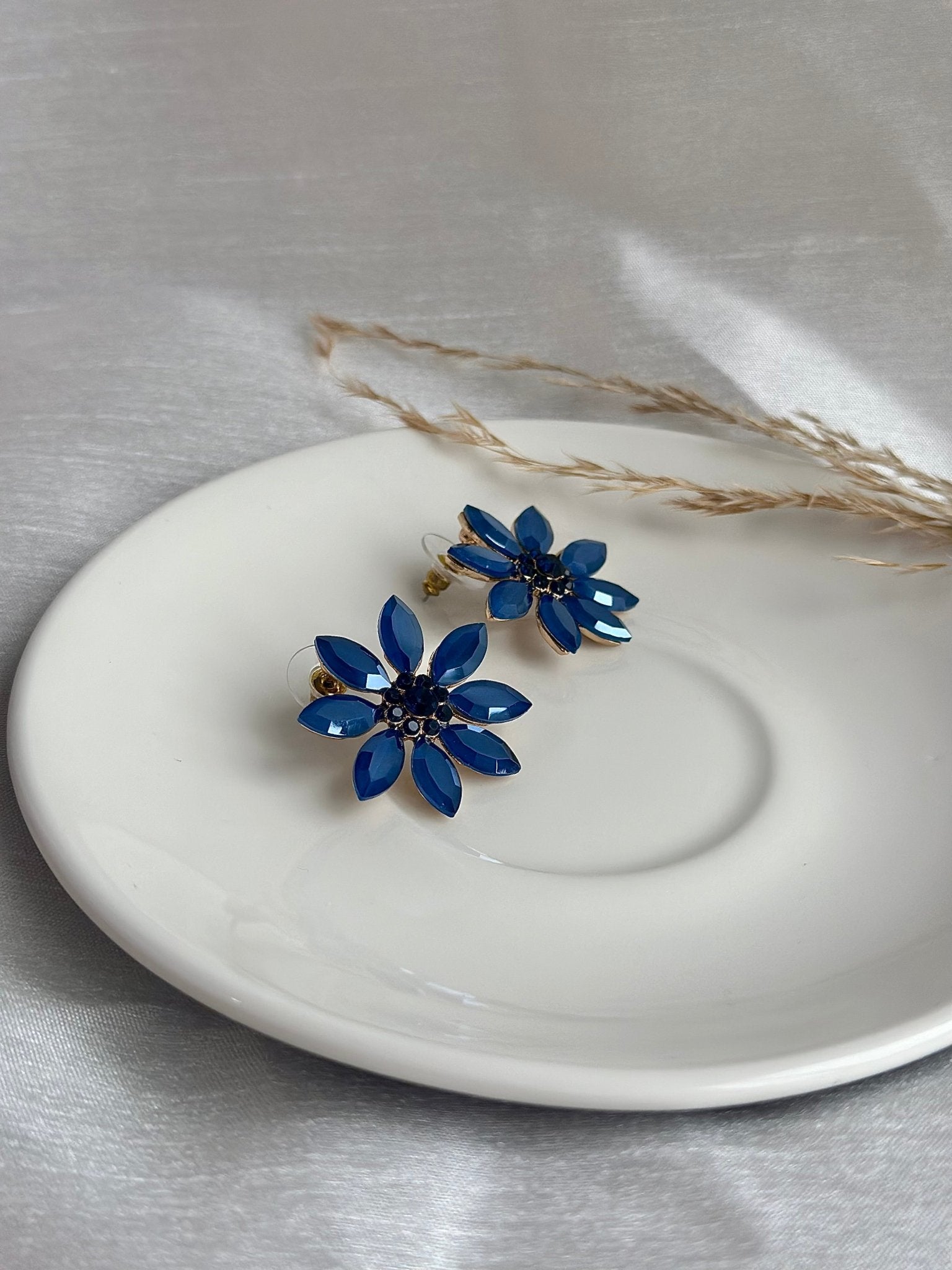 Red & blue Flower Stud Earrings - DWEEP SARA