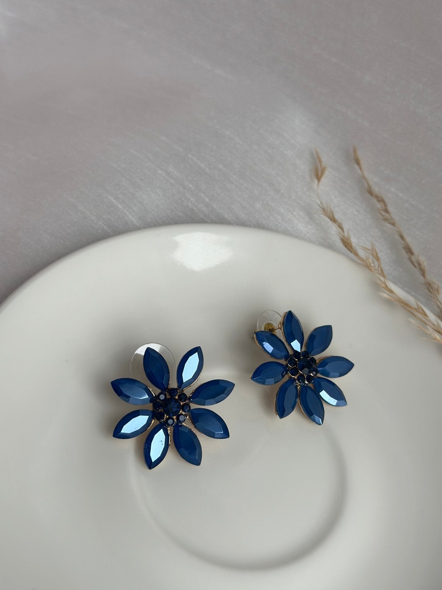 Red & blue Flower Stud Earrings - DWEEP SARA