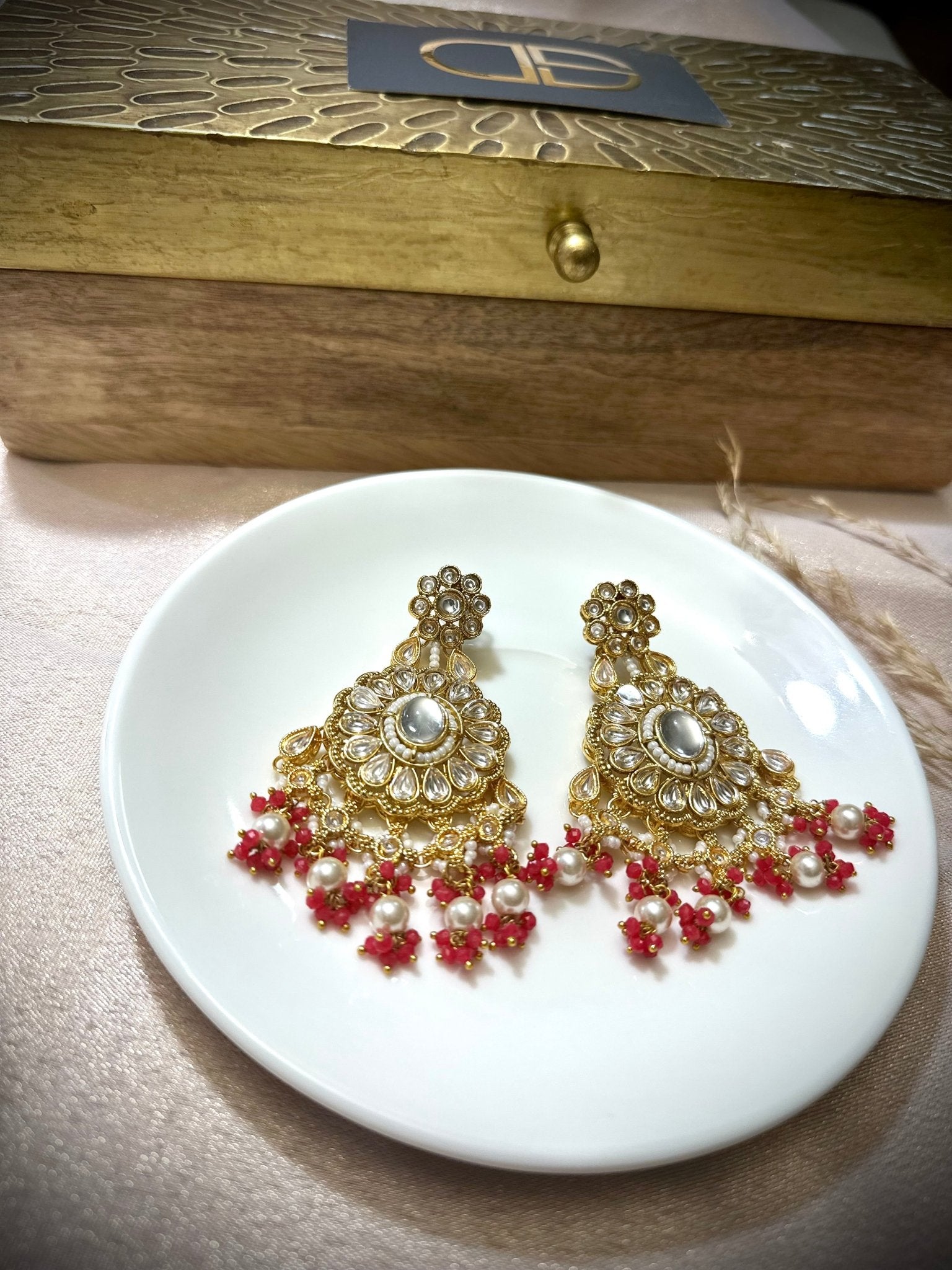 Red Kundan Earring - DWEEP SARA