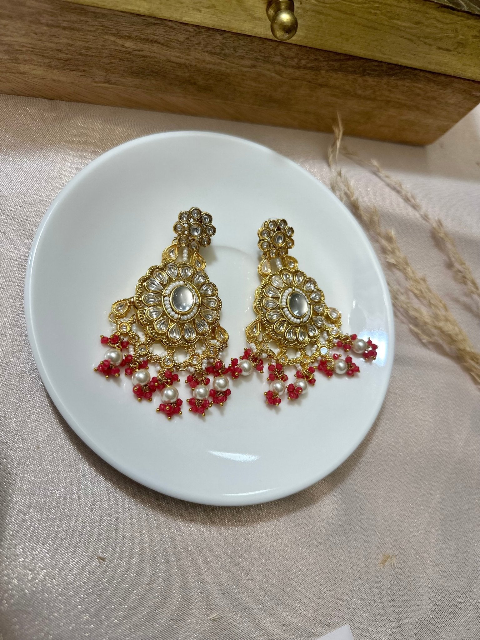 Red Kundan Earring - DWEEP SARA