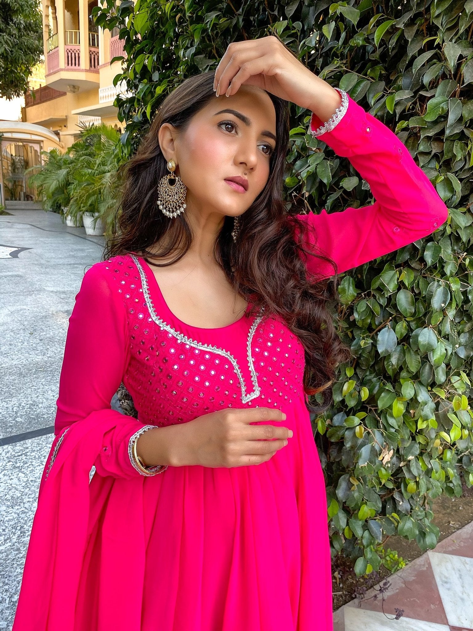 ROSE PINK GEORGETTE SUIT SET - DWEEP SARA