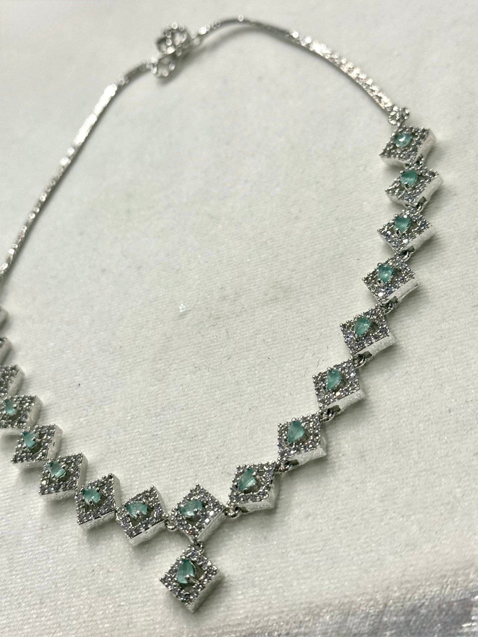 Sea Green AD Crystal Jewelry Set - DWEEP SARA