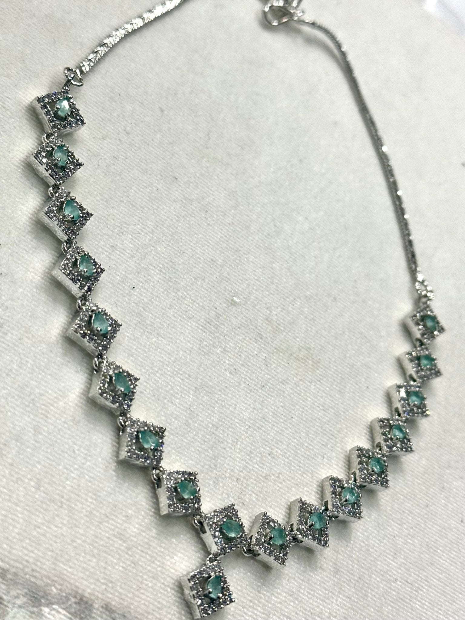 Sea Green AD Crystal Jewelry Set - DWEEP SARA