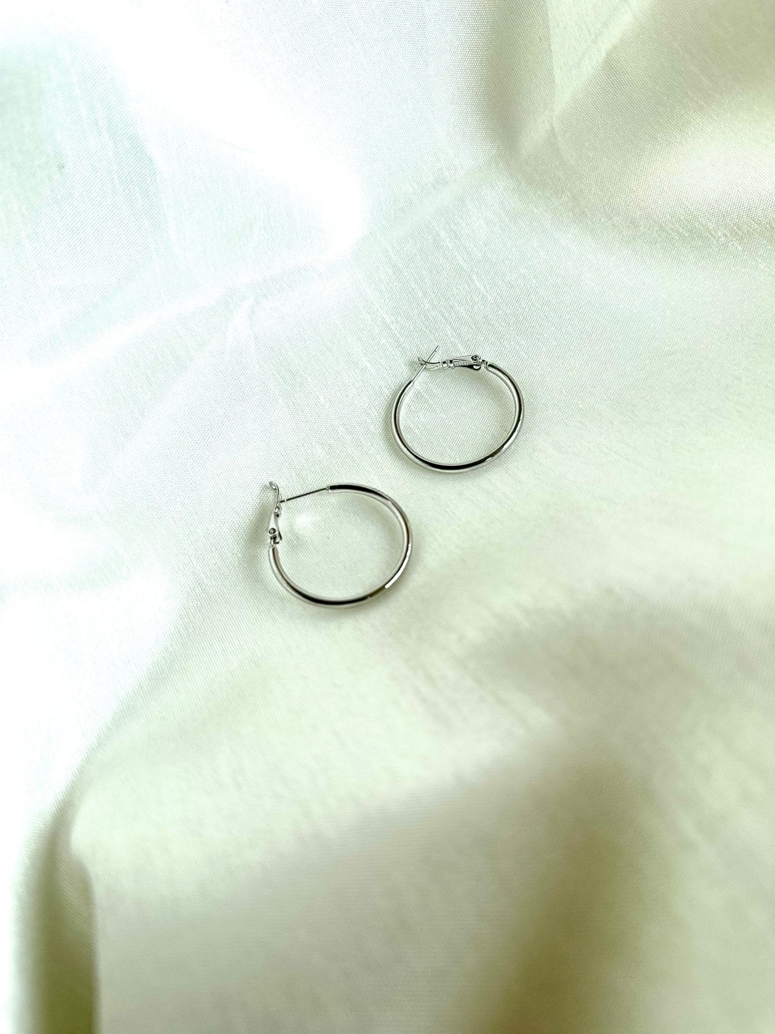 Silver Hoop Round Earrings - DWEEP SARA