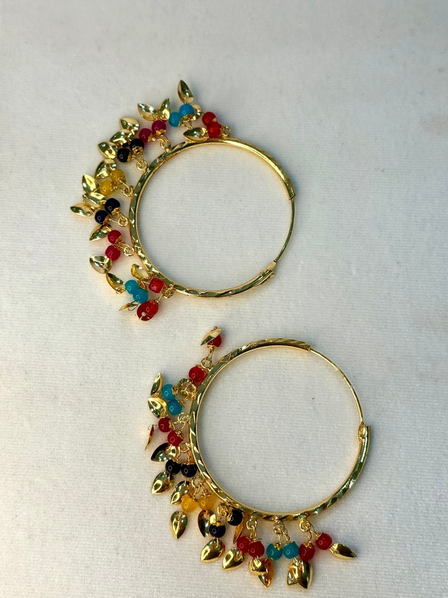 Traditional Multicolour punjabi walliya earrings balliya piple patti work - DWEEP SARA