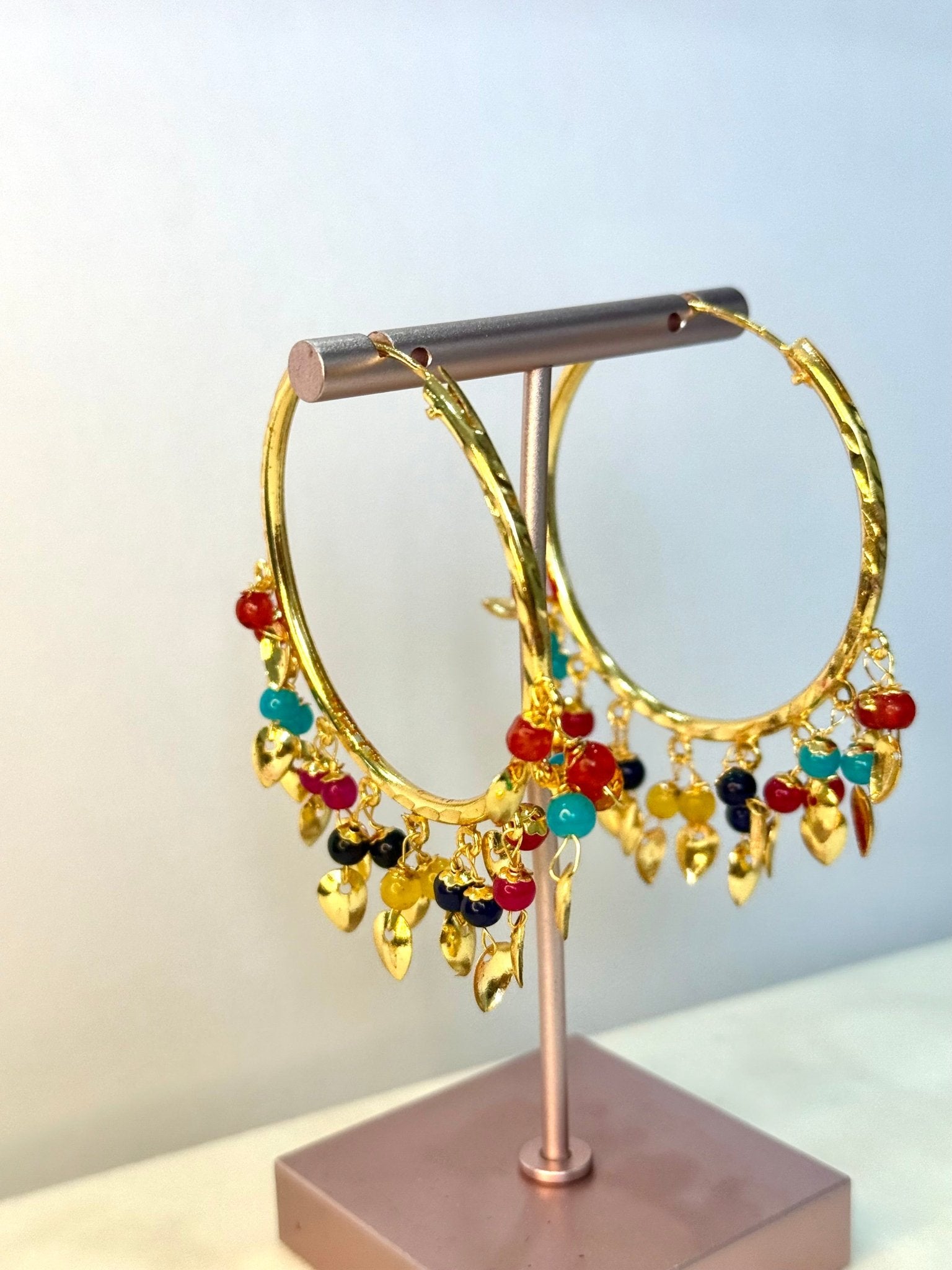 Traditional Multicolour punjabi walliya earrings balliya piple patti work - DWEEP SARA