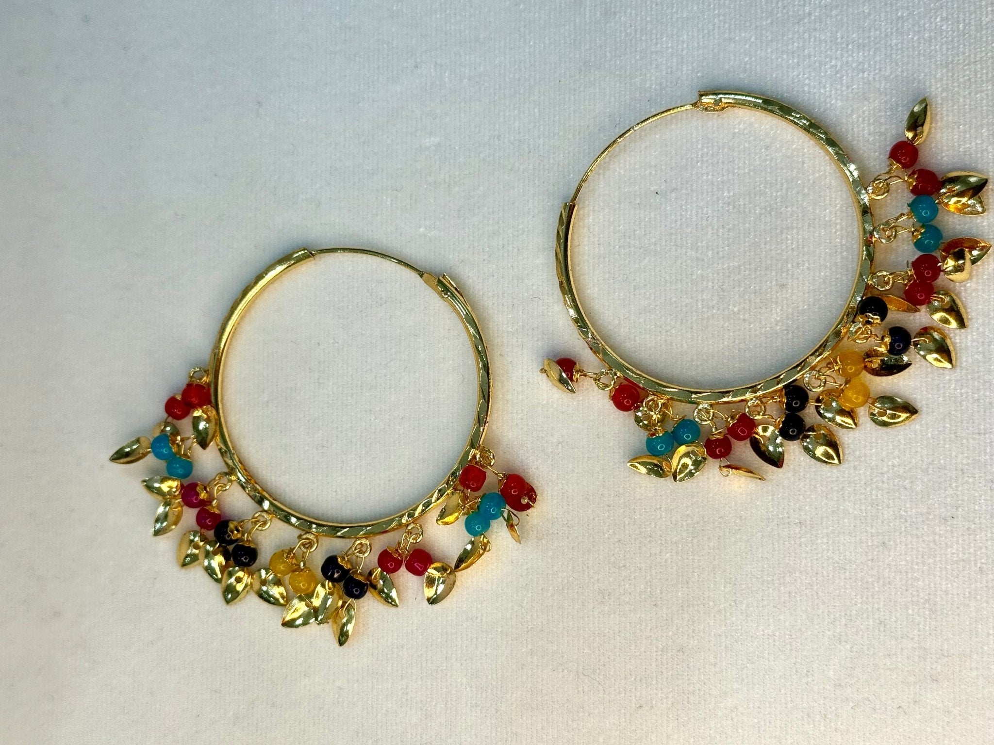 Traditional Multicolour punjabi walliya earrings balliya piple patti work - DWEEP SARA