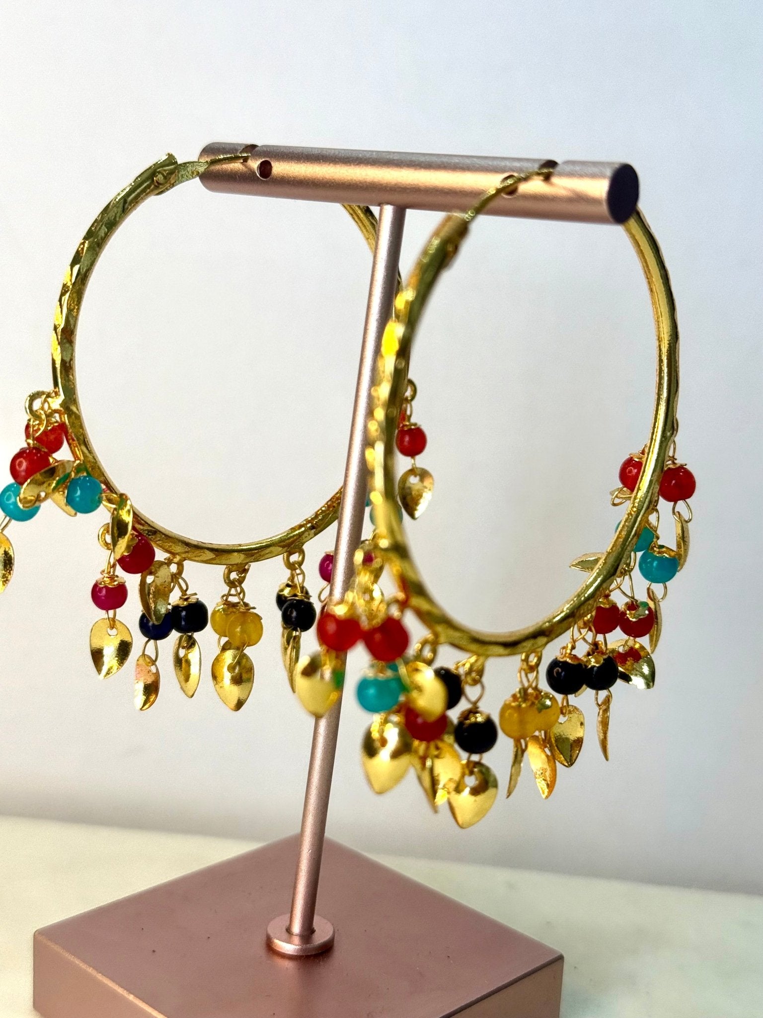 Traditional Multicolour punjabi walliya earrings balliya piple patti work - DWEEP SARA