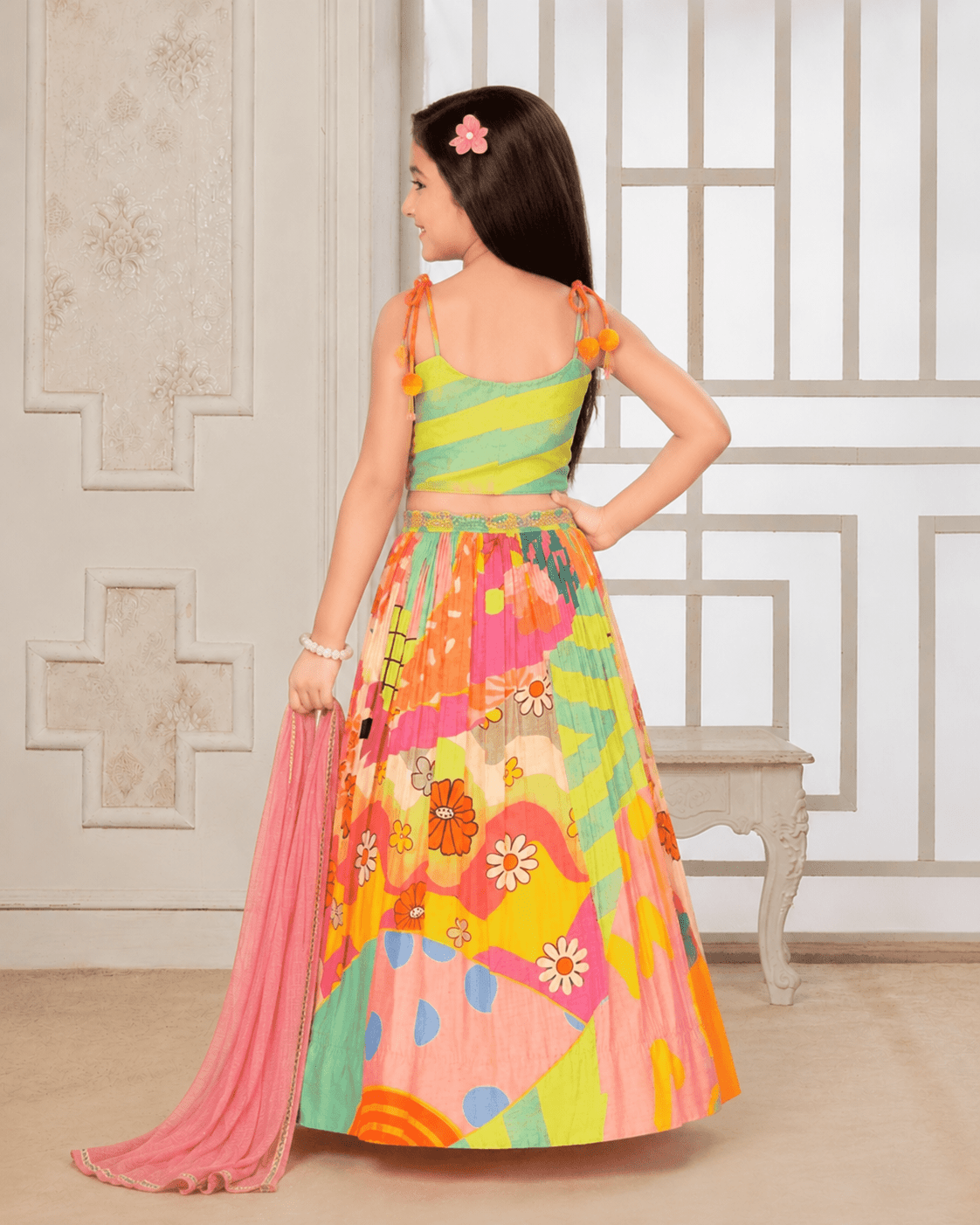 Trendy Multicolor Crop Top & Skirt Lehenga Set for Girls – Festive & Party Wear 4685 - DWEEP SARA