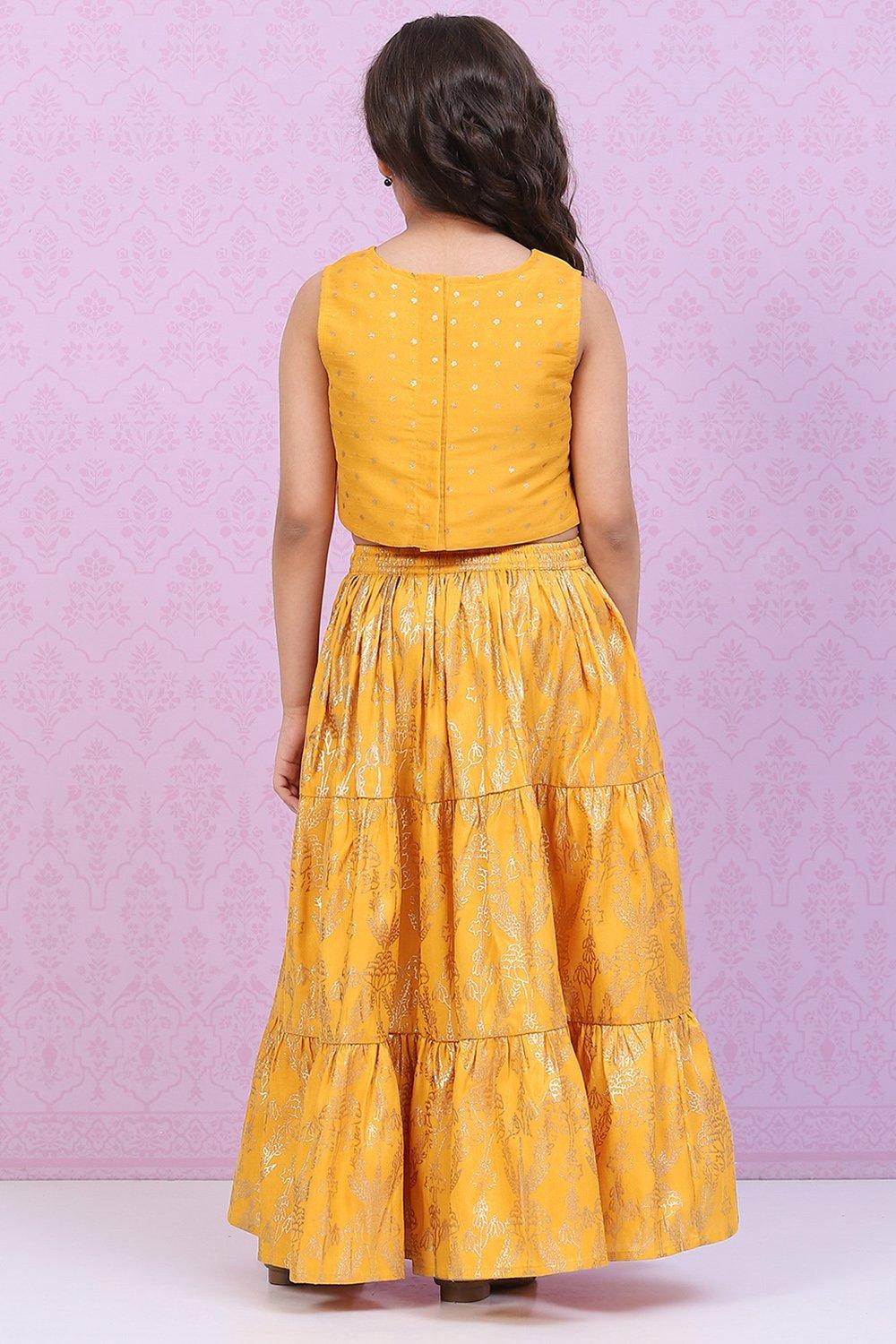 Yellow Art Silk Kids Lehenga Set - DWEEP SARA