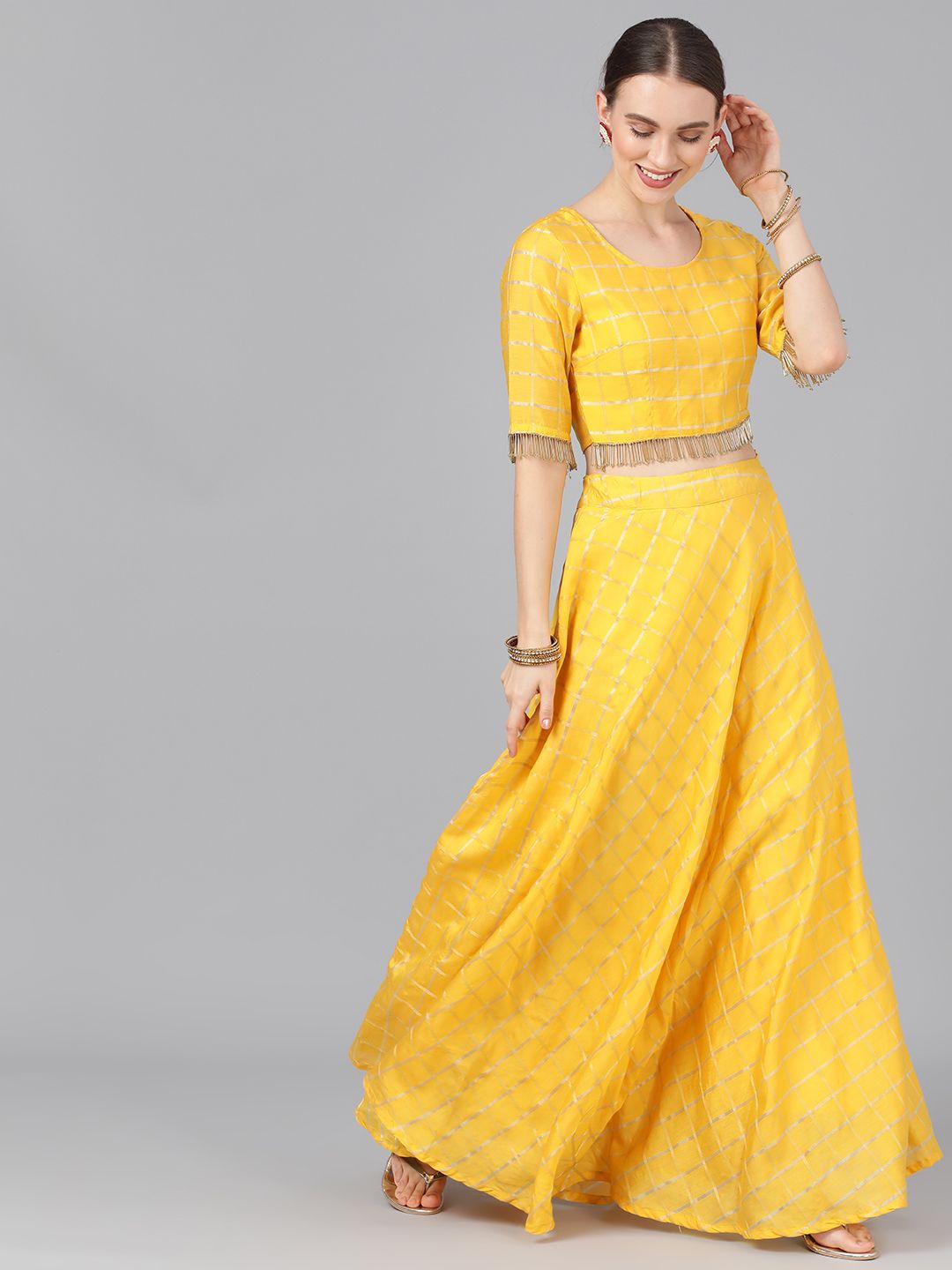Yellow Chanderi Lehenga - DWEEP SARA