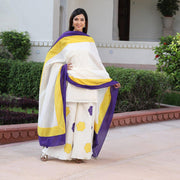 OFF WHITE CHANDERI SHARRARA SUIT SET