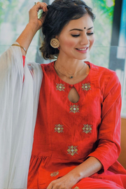 RED WHITE SHEESHA SUIT SET